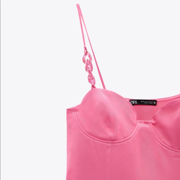 Zara Pink Satin Effect Corset Style Dress - Picture 17 of 17